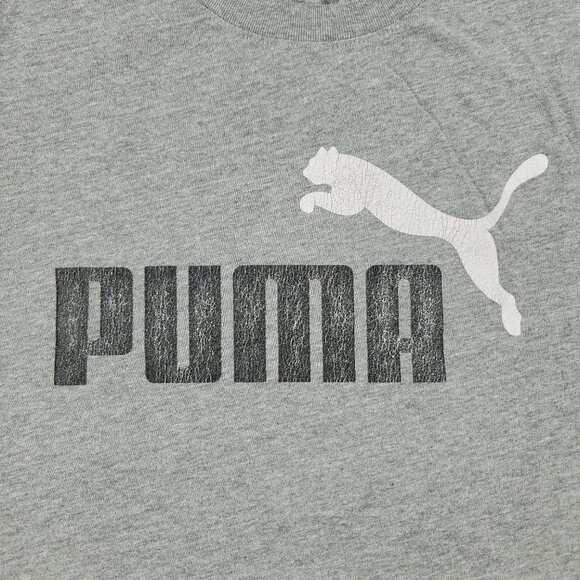 Puma Shirt Men Small Gray Logo Graphic Tee Crew Neck Short Sleeve Pullover Adult - Picture 2 of 15